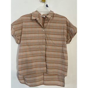 LL Bean Signature Plaid Women’s Short Sleeve Size XXS Buttons Up Front Pocket